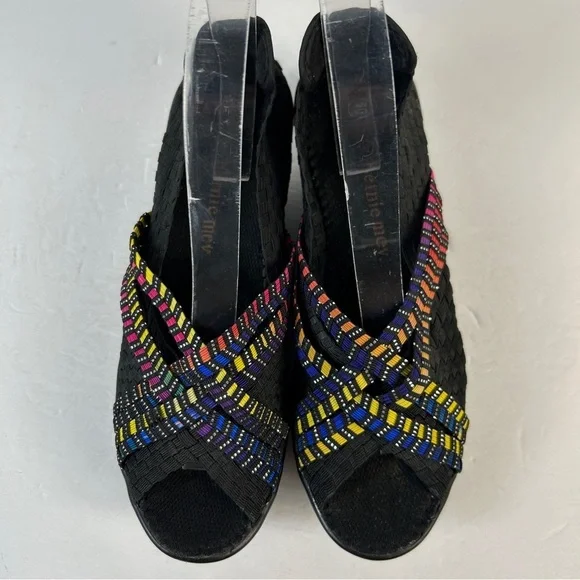 bernie mev. Black Wedges with Colorful Straps 40 - Picture 3 of 8